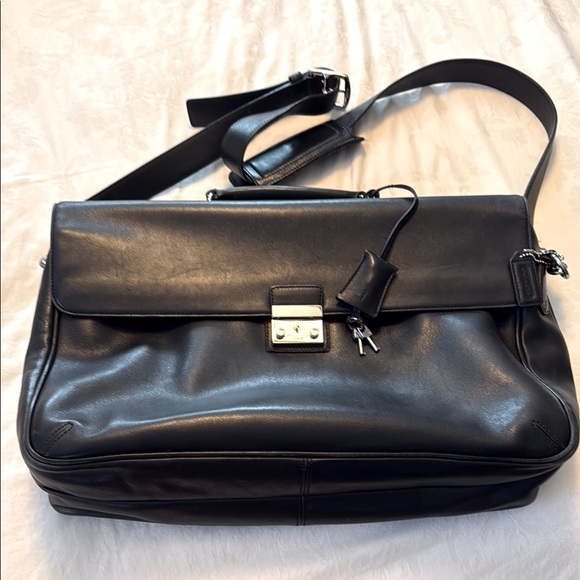 Coach Black Subtle Leather Professional Briefcase - Picture 1 of 12